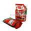 Stand up squeeze ketchup liquid packaging pouch laminated aluminum foil plastic spout packaging of tomato sauce