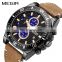 MEGIR 2132 Watch High Quality Leather Big Dial Chronograph Watches for Men Sport Casual Military Man Wristwatches Clock Reloj