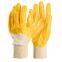 Heavy Duty Cotton Interlock Liner Yellow Nitrile Fully/Half Coated Work Gloves EN388 4121X