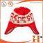 Factory price! fashion red earlap beanie for kids baby knitted pattern beanie