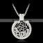 2016 Hollow Out Romantic Rose Long Chain Necklace Round Silver Gold Plated Rhinestone Pendant Necklace for Women Jewelry Gifts