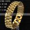 Mens 14k Yellow Gold On Stainless Steel Bracelet Presidential Link Lab CZ Stone Bracelet