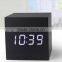 Hot sale digital table cube LED wood & wooden clock with USB