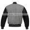 leatherman varsity jacket mens jacket grey wool body and black leather sleeves jacket