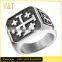 China factory Jerusalem Cross Rings Stainless Steel Retro Vintage Religious Five Wounds of Jesus (HF-033)