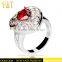 Jingli Jewelry Heart Shaped Silver Ring With Ruby (YJ-809)
