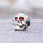 X337 Wholesale Rhinestone Skull Charms 925 Sterling Silver