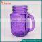 450ML Beverage Embossed Colorful Glass Mason Jar With Handle