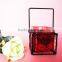 graceful red mercury square glass candle holder with black metal stand