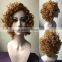 European Golden Hair Women Short Blonde Wigs Afro Kinky Synthetic Hair Lace Front Party Wig