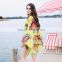 2017 hot sell V neck floral pattern ladies beachwear wraps