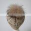 Myfur Knitted Beanie Slouchy Unisex Cap Baggy Skull Ski Keep Warm Hat with Fur Ball