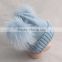 Myfur Wholesale Children's Fall Winter Hat Striped Wool Hat Knitted Baby Beanie Hat with Fur Ball