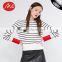 Ladies black and white striped computer knitted striped sweater with hihg quality