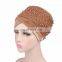 Muslim Women Lace Hats Arab Turban Skullies Beanies Islamic Velvet Pearl Turban Cap