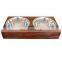 Bamboo Wood Dog Ceramic Pet Bowl