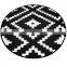 Black And White 7x7' Round Reversible Polypropylene Outdoor Rug Patio/Deck Camper Beach Mat/Reversible Picnic Carpet RV Mats