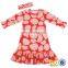 Wholesale Baby Girls Pink Flower Deer Ruffle Wear Frock Cute Kids Children Party Dresses.