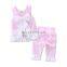 Girls Summer Clothing Sets Kids grid Sundress & pant Outfit solid color