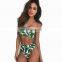 Leopard print sexy tube top high waist split bikini women swimwear