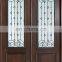 luxury bronze double wood wrought iron entry doors with frosted glass