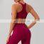 Ribbed High Impact Backless Crop Sports Bras Women Racer Back Custom Crop Gym Tops 75nylon 25spandex