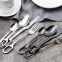 Set of 4 Pieces Rainbow Colored Stainless Steel Knife Fork Spoon Quality Tableware Cutlery Set With Hook Handle