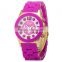 Quartz Movt Stainless Steel Back Vogue Lady Wrist Watch Silicone Band Geneva Quartz Wrist Watch