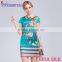China wholesale quality blue silk made european Style Silk dress