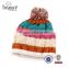 Leather patch beanie hat winter multi-color 100% acrylic beanie hat,knitted hat and cap