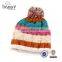 Leather patch beanie hat winter multi-color 100% acrylic beanie hat,knitted hat and cap