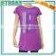 Women's Hip Long Blouse Cap sleeves Ruffled side seam designs for fat women