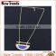 Semicircle Half Moon Turquoise Pendant Long Chain Necklace