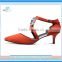 Orange color Lady's genuine leather shoes white and red low heel customized handmade