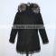 Wholesale price hot selling popular parka jacket with real silver fox fur hood trim