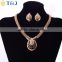 Yiwu fashion African jewelry crystal bridal wedding jewelry set hollow golden jewelry set