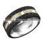 Custom men women's inlay CZ wedding engagement band titanium carbon fiber band ring