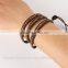 4mm real agate gemstone fashionable genuine leather bracelet, new design bracelet, wrap leather bracelet