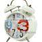 white twin bell clock,table clock