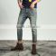 2017 summer latest design fashion mid waist straight leg do old denim blue color jeans for male