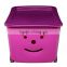 plastic wheeled toy storage box with lid&smile