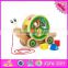 2016 hot sale baby wooden snail toy, most popular kids wooden snail toy W05B155