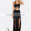 New fashion woman sexy black transparent double splits fancy elegant beach pants