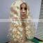 Wholesale Long Wave Heat Resistant Fiber Hair Side Part Blonde Synthetic Lace Front Halloween Wig