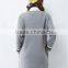 Female hemp grey long-sleeved straight front piece print dress