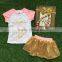 new Girls Spring design short sleeves outfits girls boutique clothing with skirts girls summer sets with accessoreis