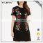 Short Sleeve Summer Women Black Embroidery Dress Design