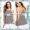 Latest Designs Sexy Ladies White Black Striped Tank Tops