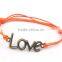 2PCs Antique Bronze Love Faux Suede Leather Cord Charm Bracelets