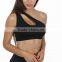 Custom Sexy Fitness Polyester Spandex one shoulder black ladies sports bra